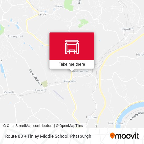 Route 88 + Finley Middle School map