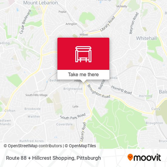 Route 88 + Hillcrest Shopping map