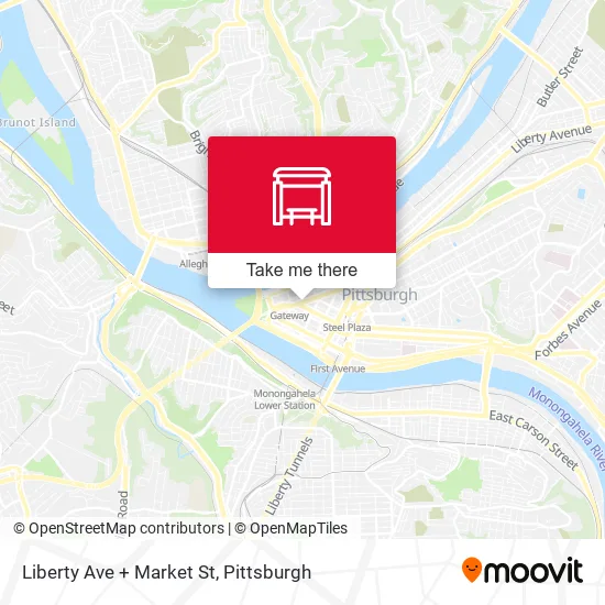 Liberty Ave + Market St map