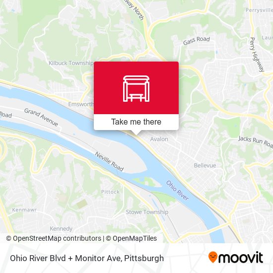 Ohio River Blvd + Monitor Ave map