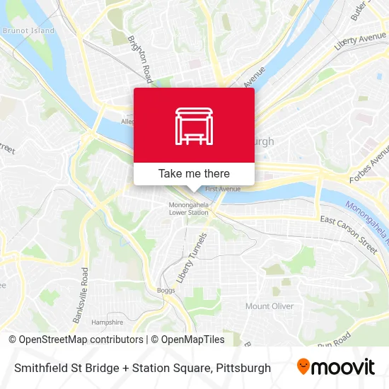 Smithfield St Bridge + Station Square map