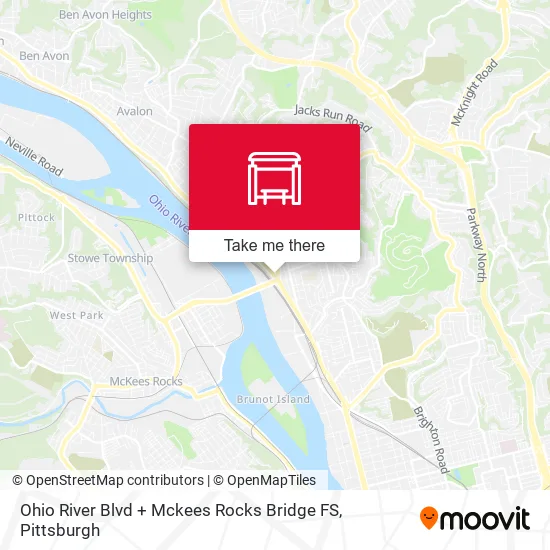 Mapa de Ohio River Blvd + Mckees Rocks Bridge FS