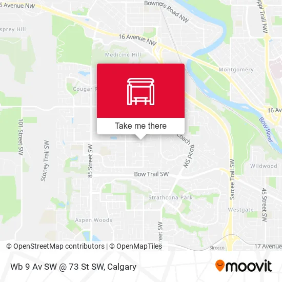 Wb 9 Av SW @ 73 St SW map