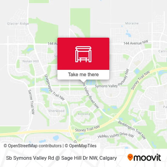 Sb Symons Valley Rd @ Sage Hill Dr NW map