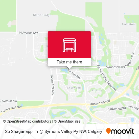 Sb Shaganappi Tr @ Symons Valley Py NW map