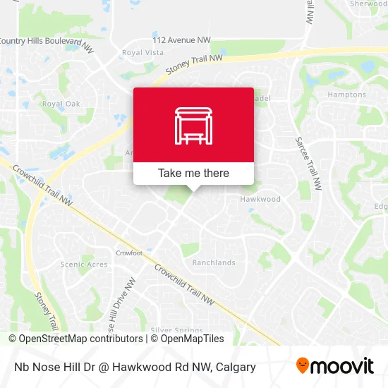 Nb Nose Hill Dr @ Hawkwood Rd NW map