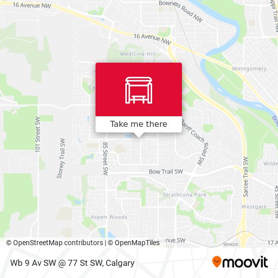 Wb 9 Av SW @ 77 St SW map