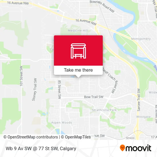 Wb 9 Av SW @ 77 St SW map