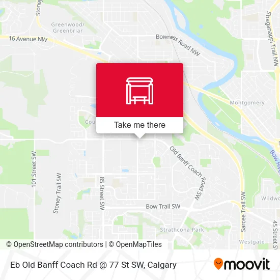 Eb Old Banff Coach Rd @ 77 St SW map