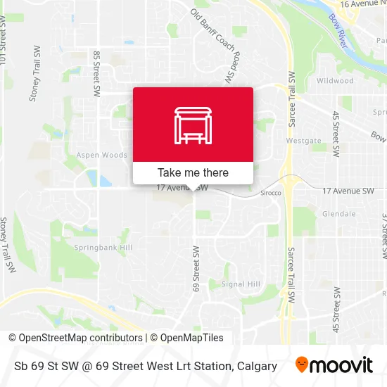 Sb 69 St SW @ 69 Street West Lrt Station map