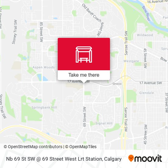 Nb 69 St SW @ 69 Street West Lrt Station map