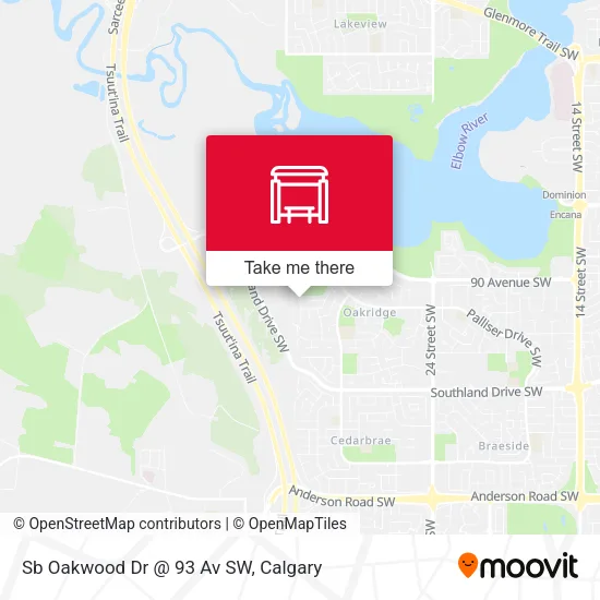 Sb Oakwood Dr @ 93 Av SW map