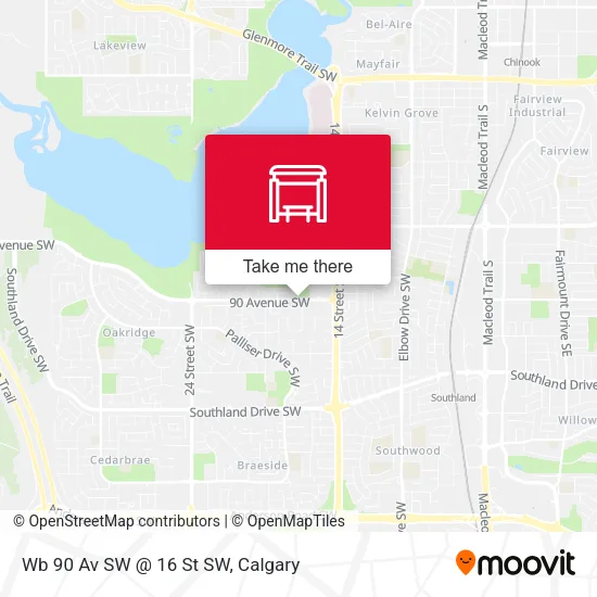 Wb 90 Av SW @ 16 St SW map