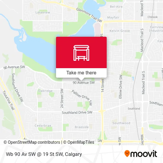 Wb 90 Av SW @ 19 St SW map