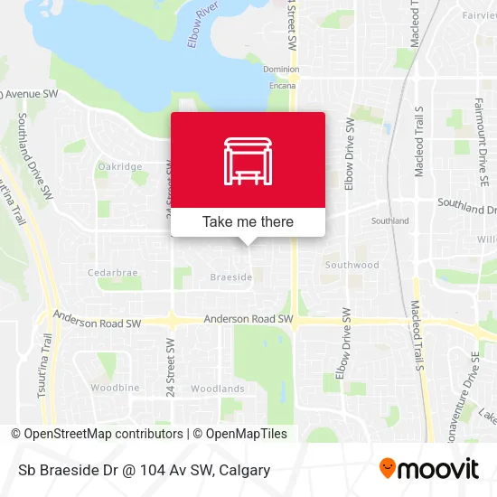 Sb Braeside Dr @ 104 Av SW map