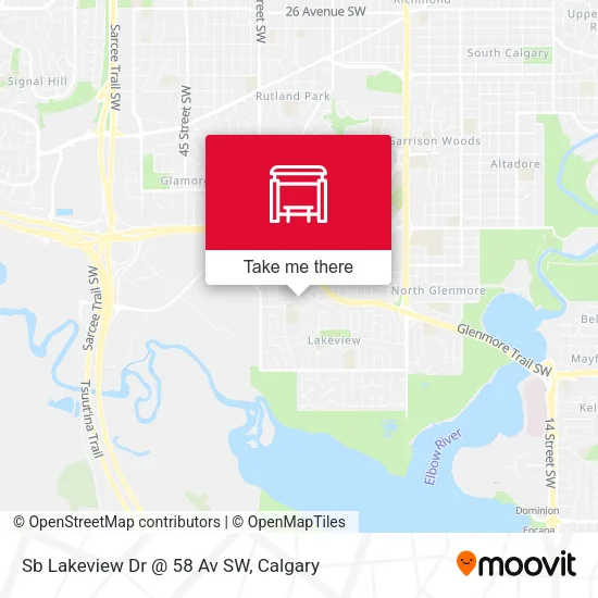 Sb Lakeview Dr @ 58 Av SW map