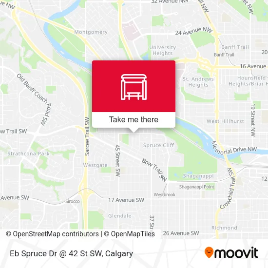 Eb Spruce Dr @ 42 St SW map