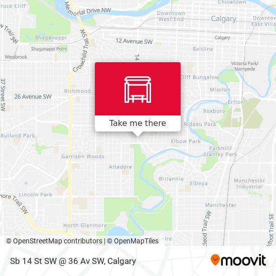Sb 14 St SW @ 36 Av SW map
