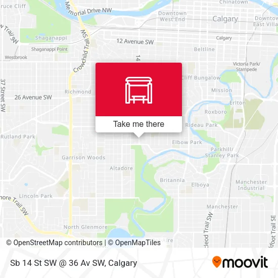 Sb 14 St SW @ 36 Av SW map