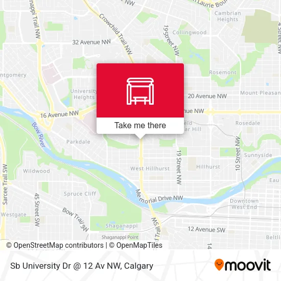 Sb University Dr @ 12 Av NW map