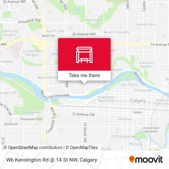 Wb Kensington Rd @ 14 St NW map