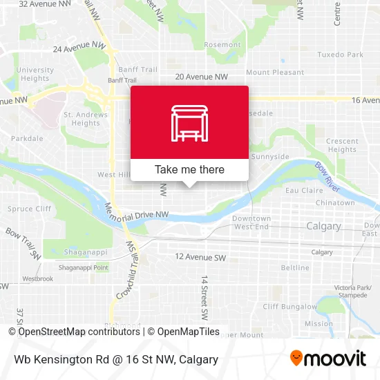 Wb Kensington Rd @ 16 St NW map