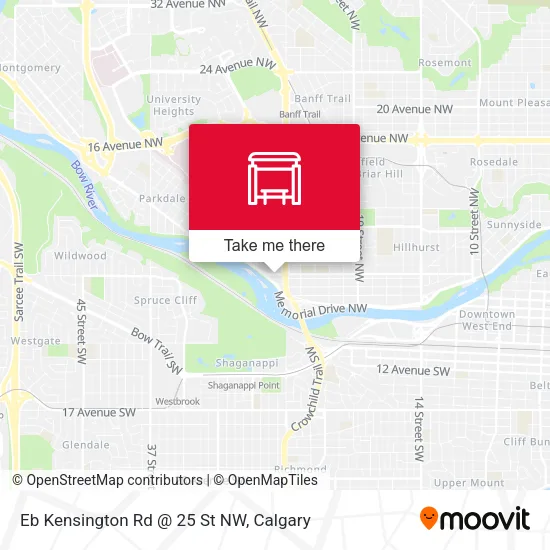 Eb Kensington Rd @ 25 St NW map