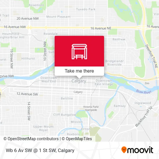 Wb 6 Av SW @ 1 St SW map