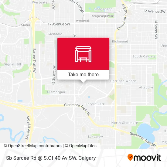 Sb Sarcee Rd @ S.Of 40 Av SW map