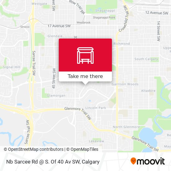 Nb Sarcee Rd @ S. Of 40 Av SW map