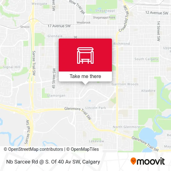 Nb Sarcee Rd @ S. Of 40 Av SW map