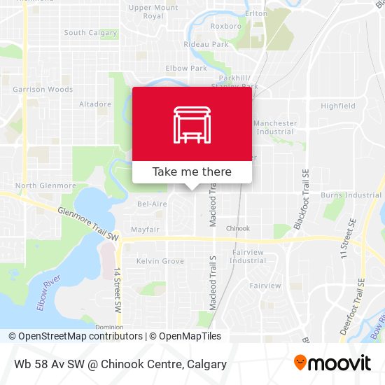 Wb 58 Av SW @ Chinook Centre map