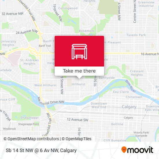 Sb 14 St NW @ 6 Av NW map