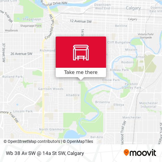 Wb 38 Av SW @ 14a St SW map