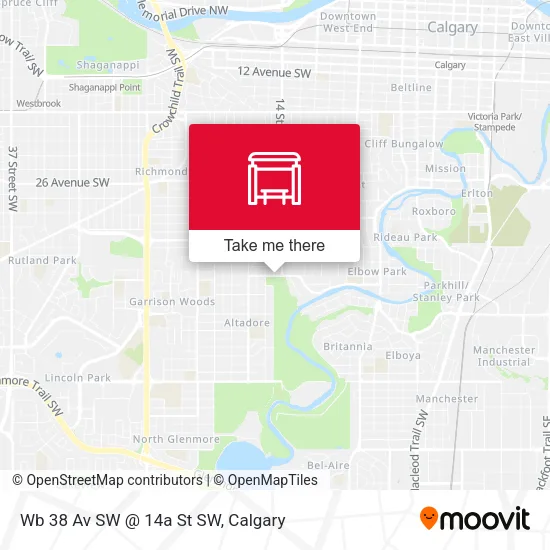 Wb 38 Av SW @ 14a St SW map