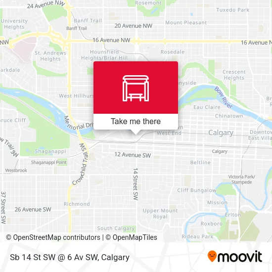 Sb 14 St SW @ 6 Av SW map