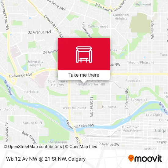 Wb 12 Av NW @ 21 St NW map