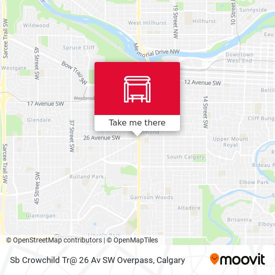 Sb Crowchild Tr@ 26 Av SW Overpass map