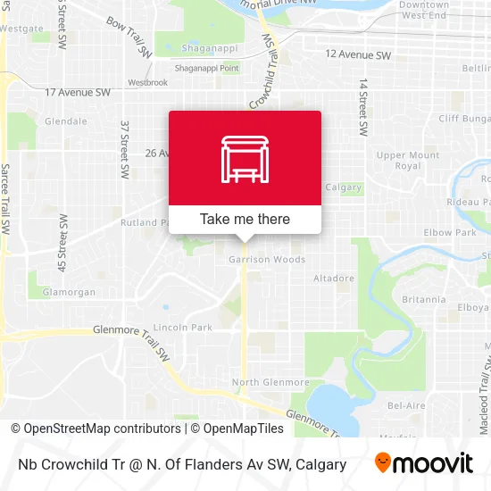 Nb Crowchild Tr @ N. Of Flanders Av SW map