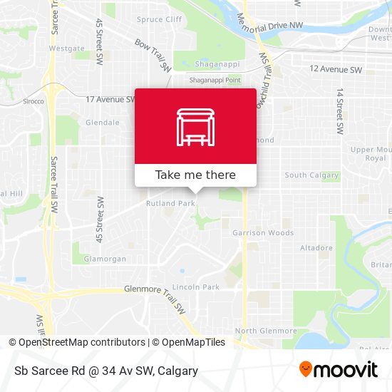 Sb Sarcee Rd @ 34 Av SW map