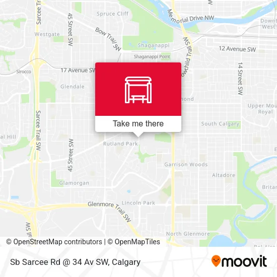 Sb Sarcee Rd @ 34 Av SW map
