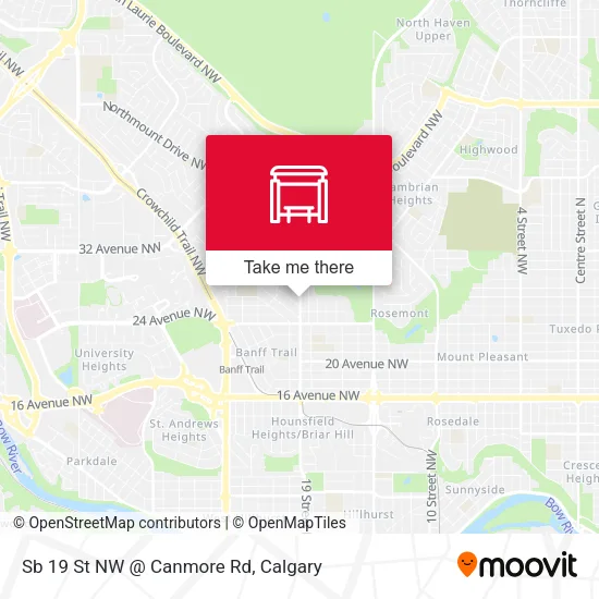 Sb 19 St NW @ Canmore Rd map