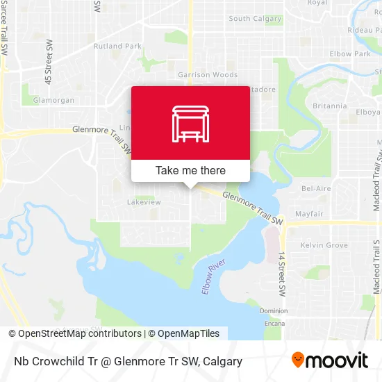 Nb Crowchild Tr @ Glenmore Tr SW map