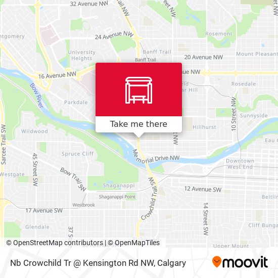 Nb Crowchild Tr @ Kensington Rd NW map