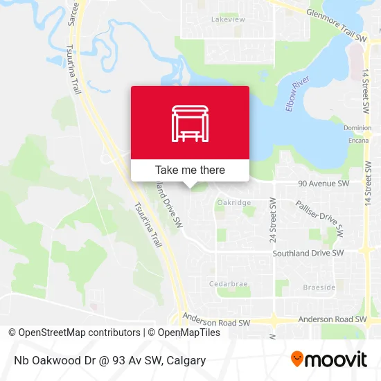 Nb Oakwood Dr @ 93 Av SW map