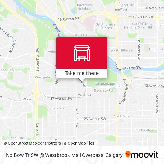 Nb Bow Tr SW @ Westbrook Mall Overpass map