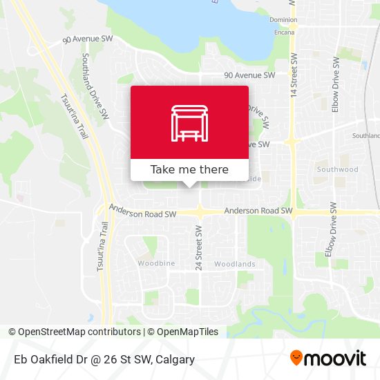 Eb Oakfield Dr @ 26 St SW map