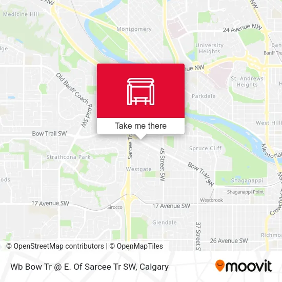 Wb Bow Tr @ E. Of Sarcee Tr SW map