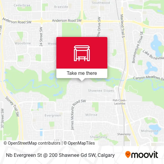 Nb Evergreen St @ 200 Shawnee Gd SW map