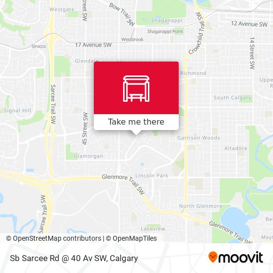 Sb Sarcee Rd @ 40 Av SW map